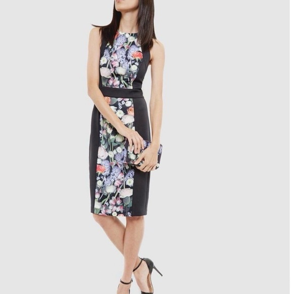 Ted Baker Black Floral Midi Dress